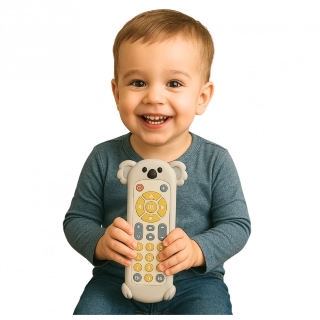 Telecomand interactiv pentru copii cu husă din silicon și koala bej