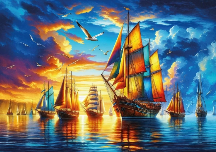 Puzzle Port de veliere colorate 500 piese