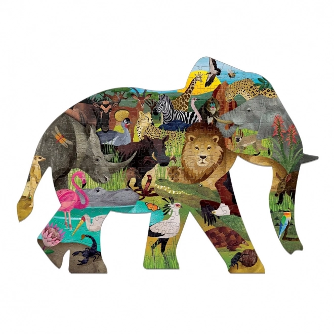 Puzzle safari african în formă de elefant 300 piese