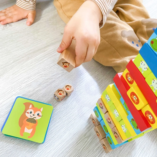 Joc din lemn Jenga Animale TOOKY TOY