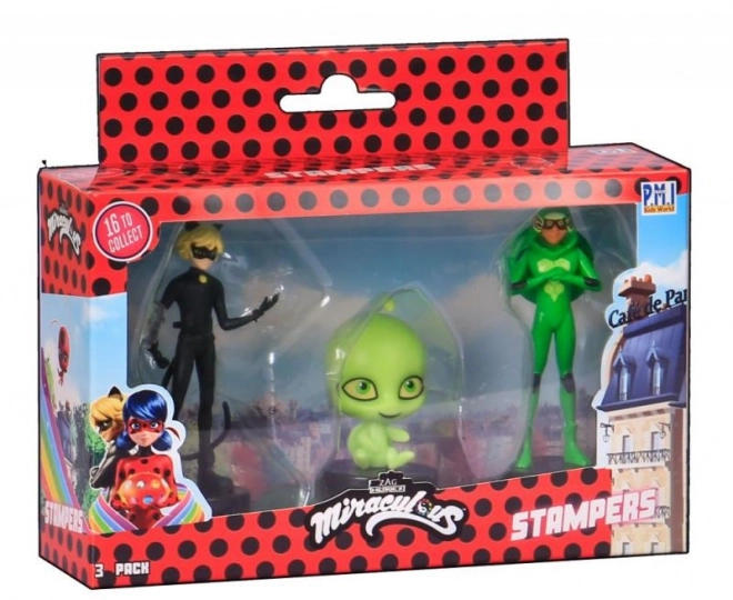 Miraculous: Berușka și Motanul Negru - Set de 3 figurine cu ștampile