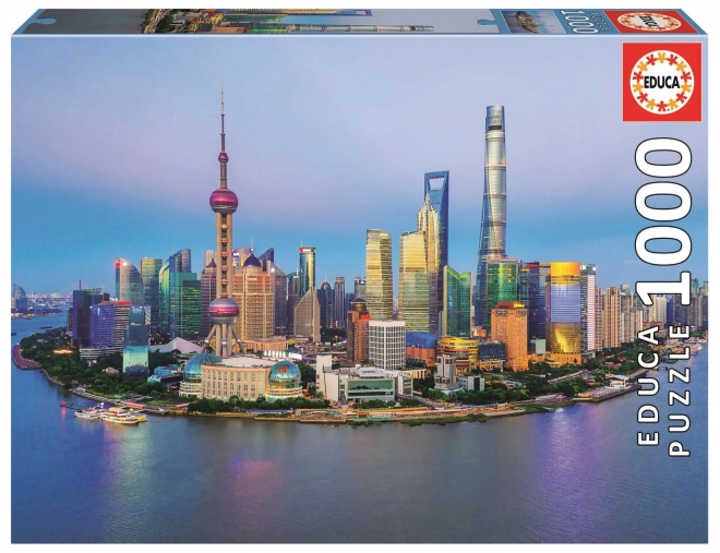 Educa puzzle panorama Shanghai la apus de soare 1000 piese