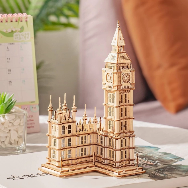 Puzzle 3D din lemn turn cu ceas Big Ben luminos