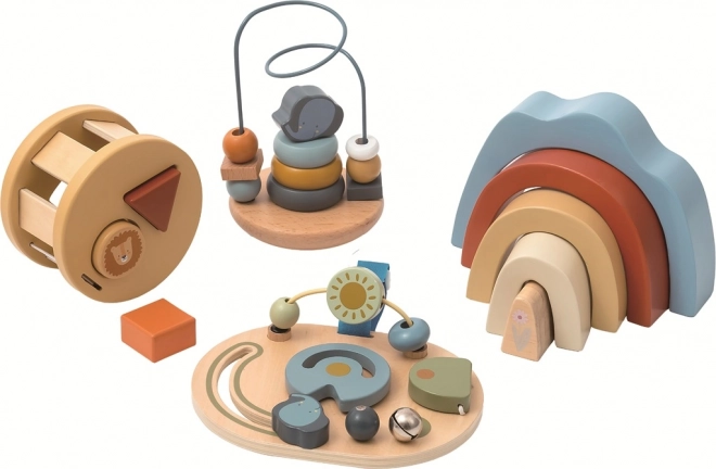 set de joacă Montessori din lemn 4 în 1 pentru cei mici