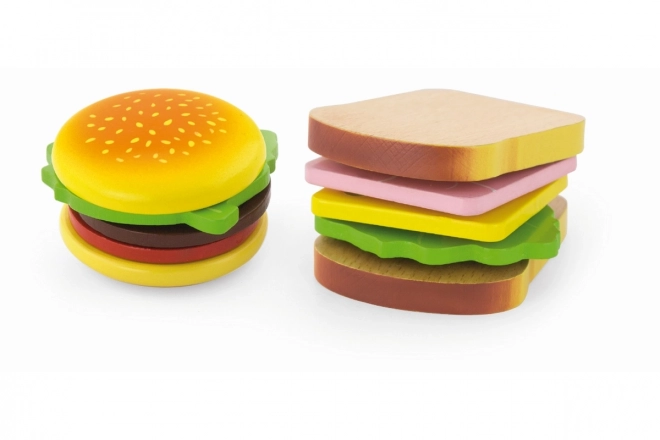 Hamburger și sandwich din lemn