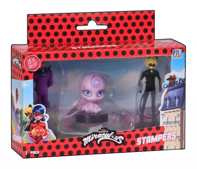 Miraculous: Berușka și Motanul Negru - Set de 3 figurine cu ștampile