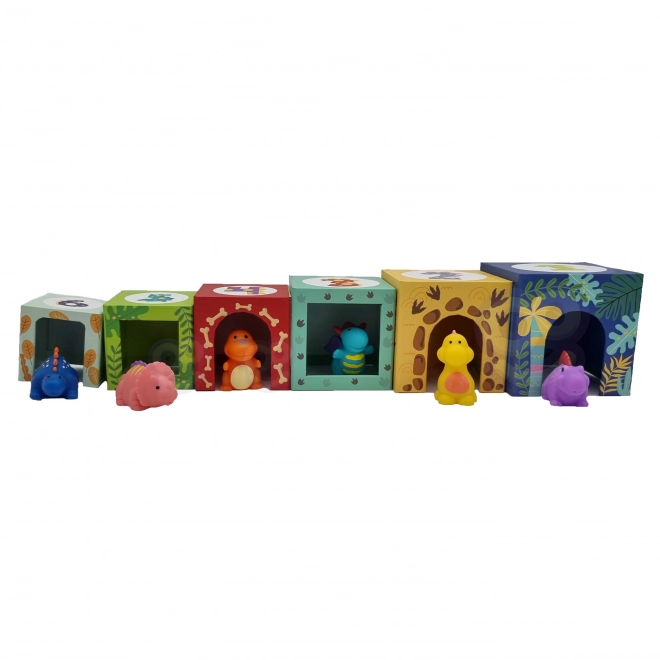 Jucărie educativă din lemn cu dinozauri și blocuri Tooky Toy