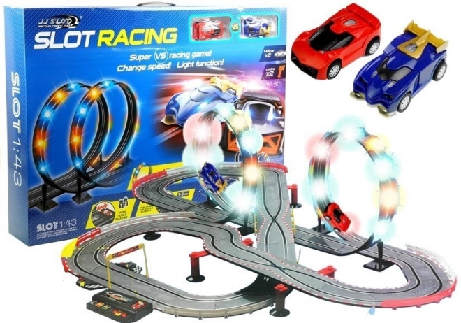 Circuit curse masini 2 masini Slot Cars buclă cu lumini