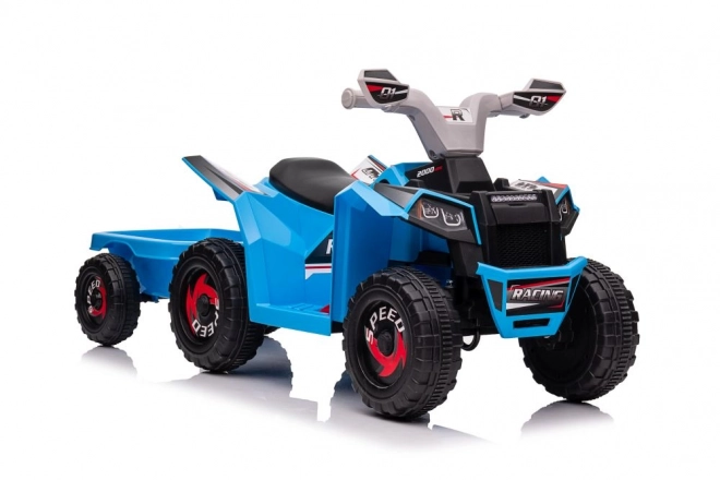 Quad albastru cu remorcă