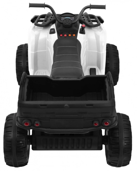 ATV XL cu baterie pentru copii alb + tracțiune 4x4 + suport bagaje + pornire lentă + EVA + LED audio