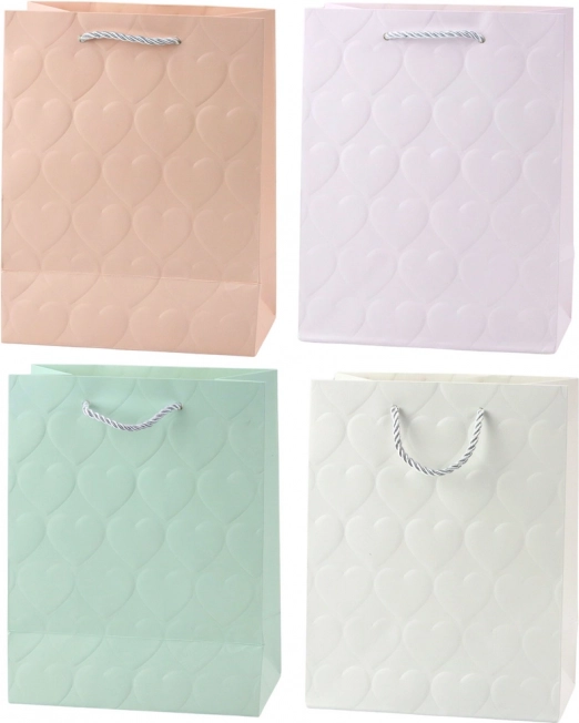 Pungă de cadou elegantă cu inimioare în relief 23 x 18 x 10,5 cm