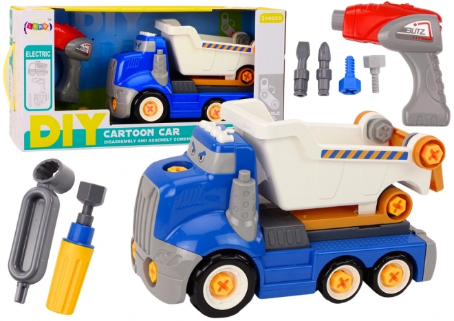 Camion basculant cartoon pentru asamblare DIY albastru