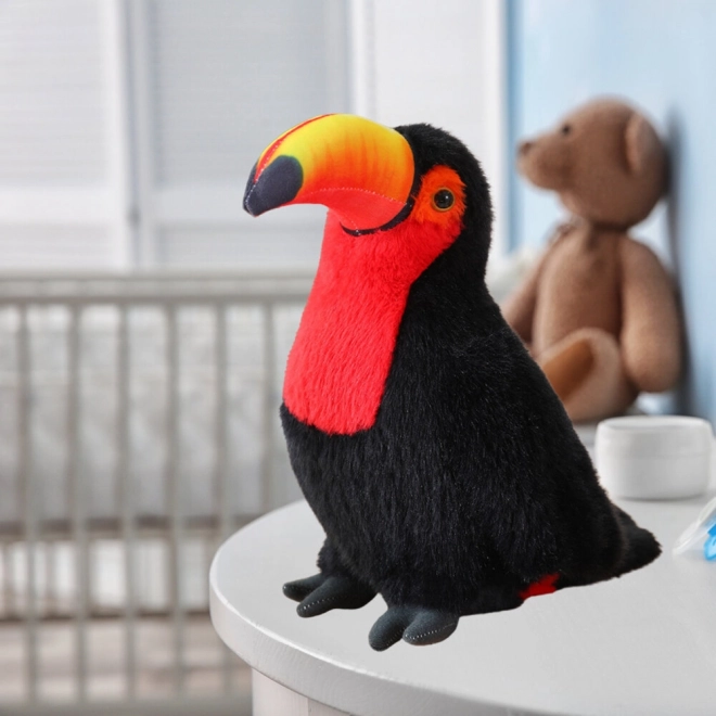 Tucan din pluș roșu 35 cm