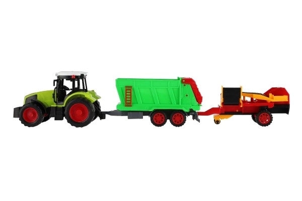 Tractor cu remorcă din plastic pe bandă, 56cm, cu sistem de inerție