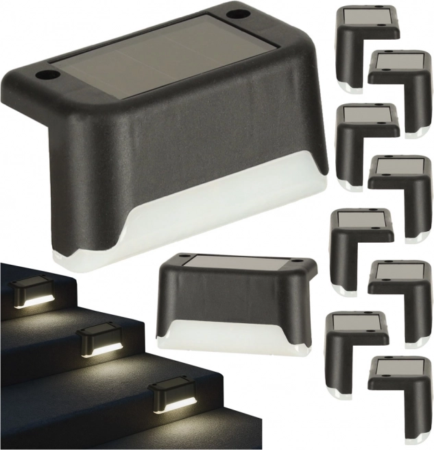 Lumină solară LED pentru scări, exterior, 8 bucăți