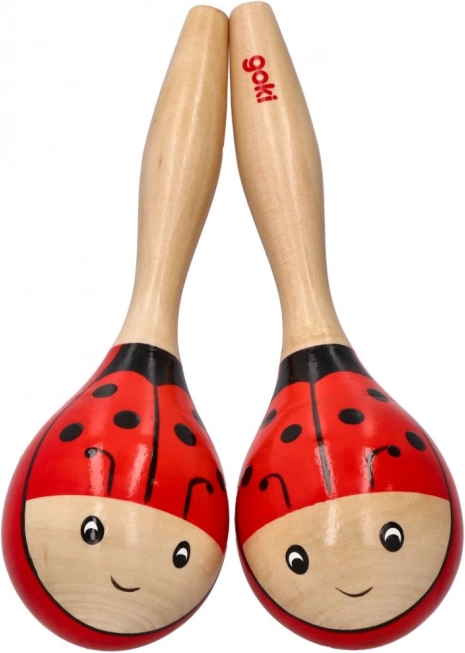 Maracas din lemn buburuze – set 2 buc