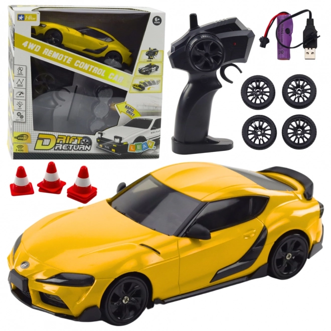 Mașină galbenă de drift cu telecomandă 4WD