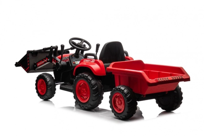 Tractor roșu pentru copii cu acumulator reîncărcabil și cupă