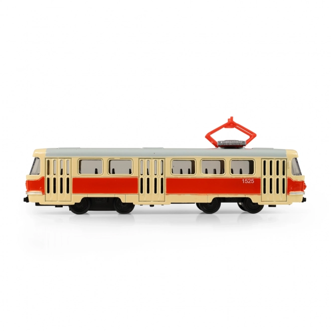 Tramvai retro metalică 16 cm cu inscripție BRNO
