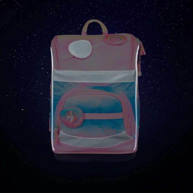 Baagl set Zippy Plus Rainbow Unicorn: ghiozdan, penar, saculet, sort, portofel