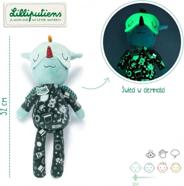 Lilliputiens pluș pentru adormit cu elemente fluorescente, dragonul JOE 6m+