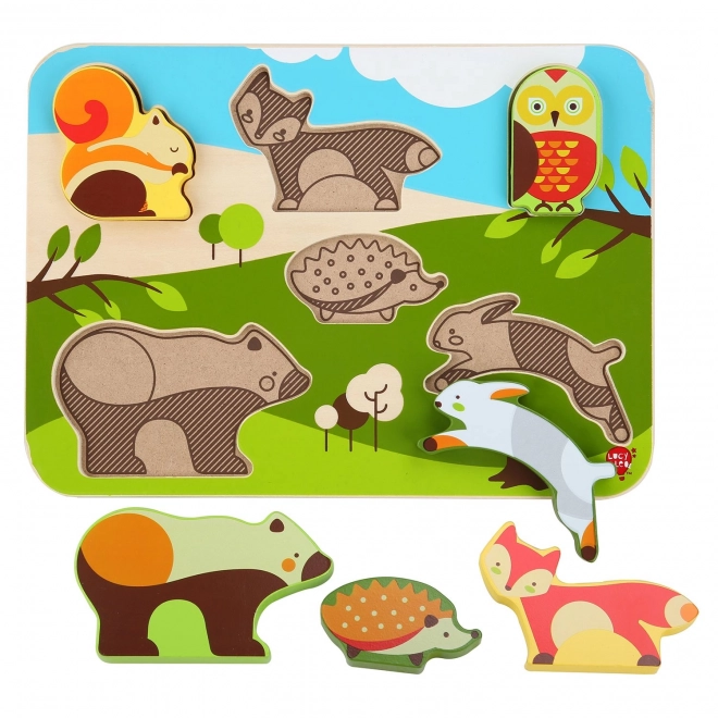 Puzzle din lemn cu animale din pădure Lucy & Leo