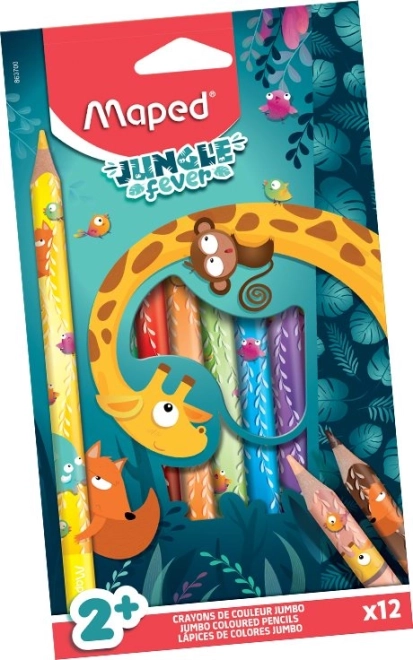Creioane Colorate Jungle Fever Jumbo 12 buc