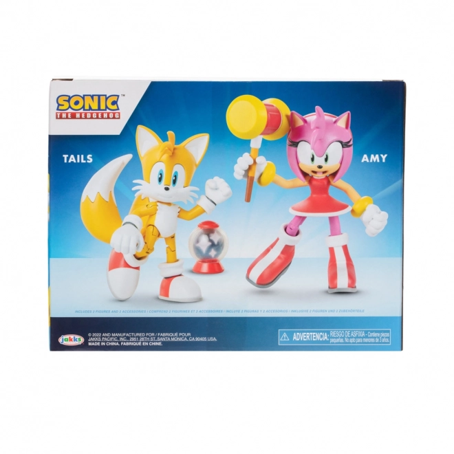 Figurine Sonic cu Amy și Tails, set 2 bucăți, 10 cm
