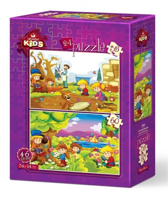 puzzle micii botaniști art puzzle 35+60 piese