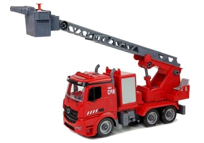 Set DIY Mașină de Pompieri 2în1 cu Elevator Interșanjabil