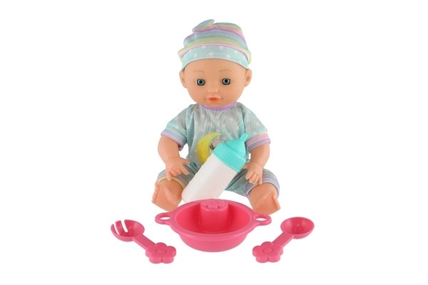 Păpușă bebeluș cu corp solid și accesorii în cutie