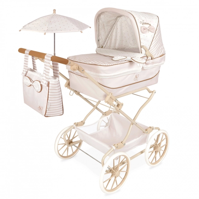 Cărucior pliabil pentru păpuși Reborn cu parasolar și accesorii Verona