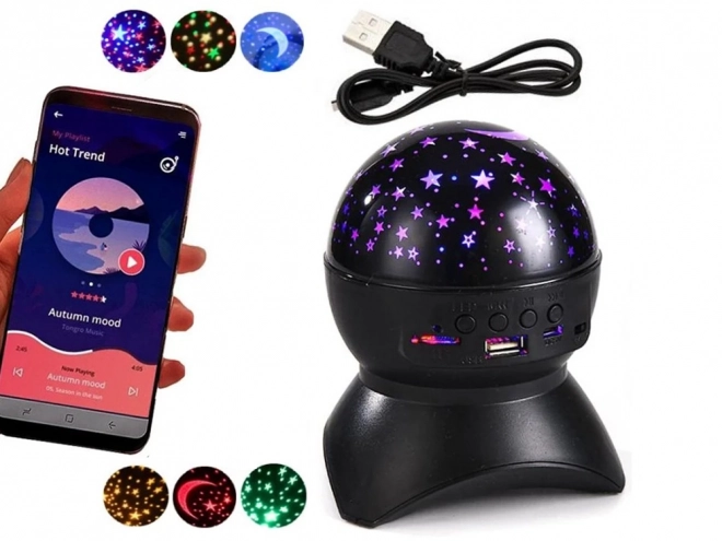 Proiector LED de noapte cu difuzor Bluetooth
