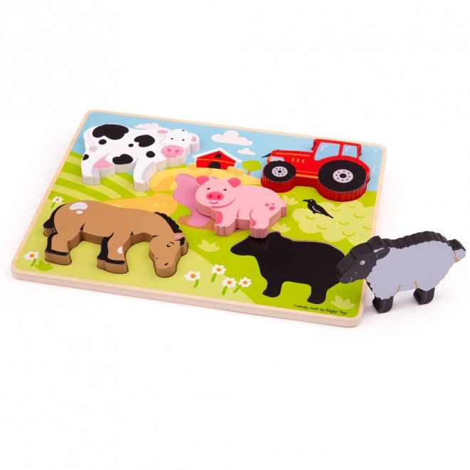 Puzzle de inserție fermă Bigjigs Toys