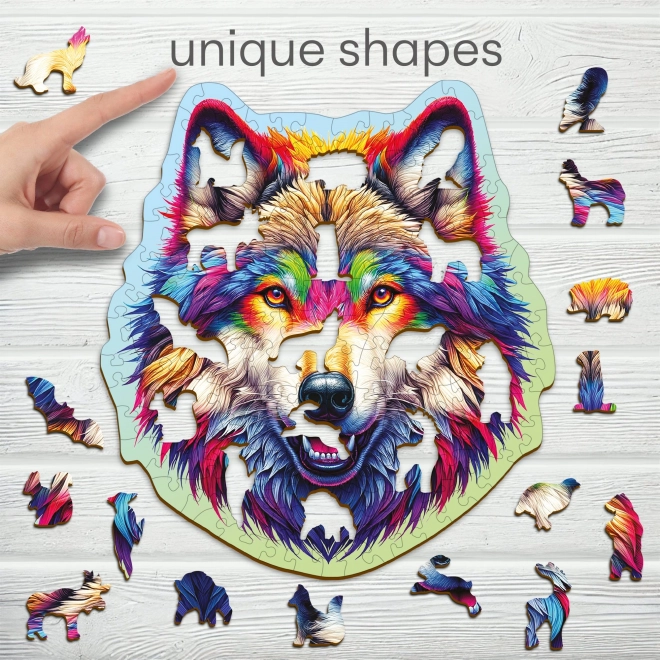 Puzzle de lemn Lupița curcubeu