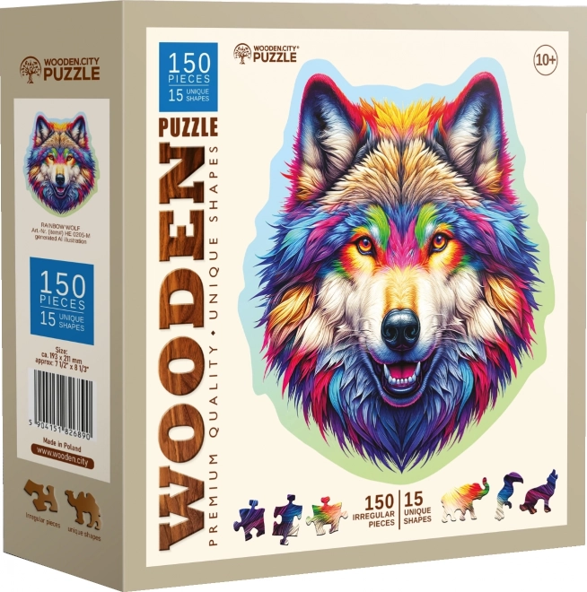 Puzzle de lemn Lupița curcubeu