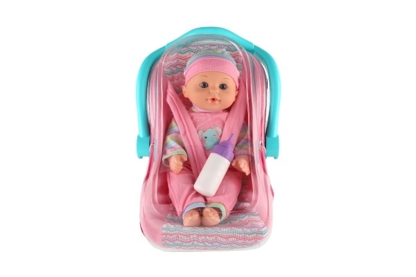Păpușă Bebeluș 30cm în Scaun Auto cu Biberon
