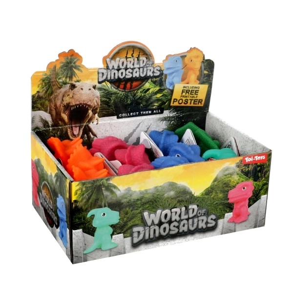 Dinozaur de cauciuc 8cm - 5 tipuri în cutie