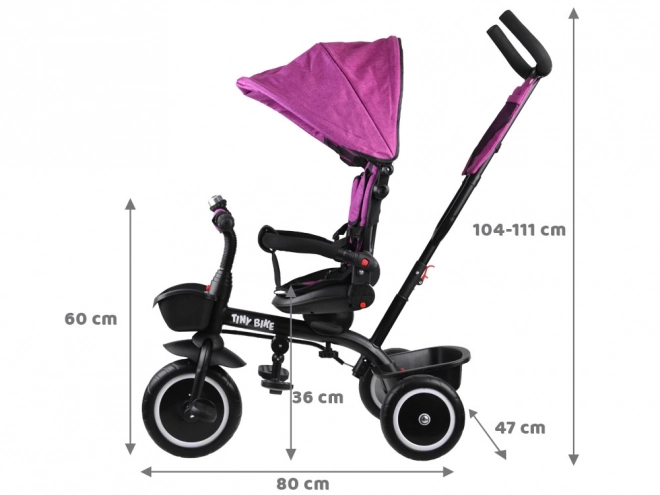 Tricicletă pentru copii Tiny Bike 3 în 1 cu parasolar – roz