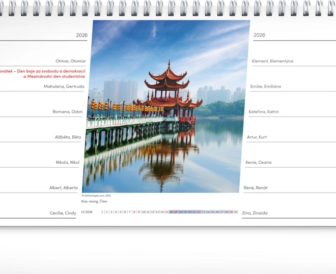 Calendar de birou Orașe 2026, la 14 zile