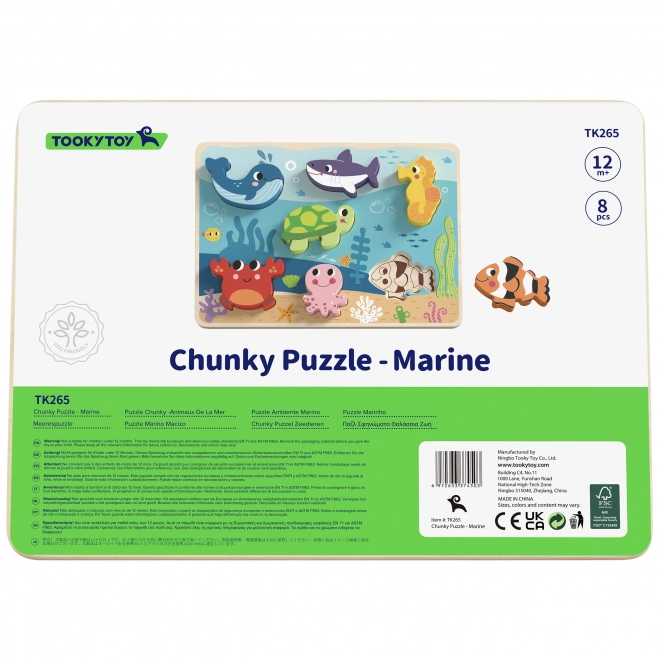 Puzzle din lemn lumea mării pentru copii Tooky Toy