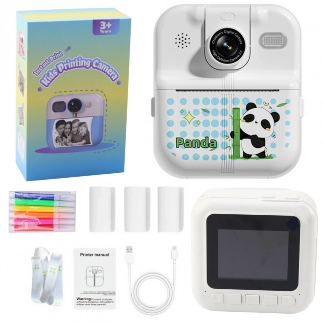 Aparat instant cu imprimantă termică Panda alb