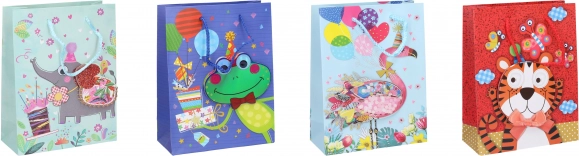 Pungă cadou S pentru copii 23 × 18 × 8 cm cu animăluțe