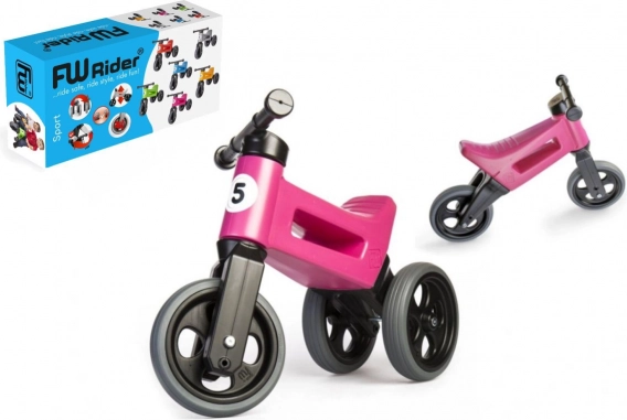 Bicicletă de echilibru Funny Wheels Rider Sport 2‑în‑1 pentru copii – Roz