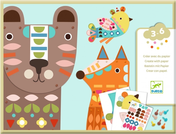 DJECO Set creativ cu autocolante Animale mari