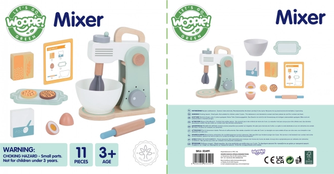 Mixer de bucătărie din lemn cu accesorii 11 buc de la WOOPIE GREEN