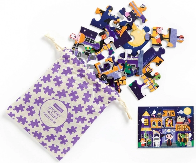 Puzzle Casa Bântuită de la Mudpuppy într-un săculeț din material textil