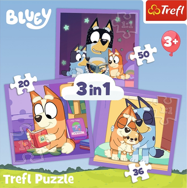 Puzzle TREFL Faceți cunoștință cu Bluey 3în1