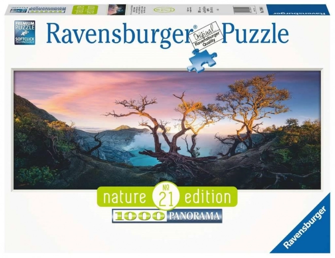 Puzzle panoramic Ravensburger Lacul de sulf de pe muntele Ijen, Java 1000 piese