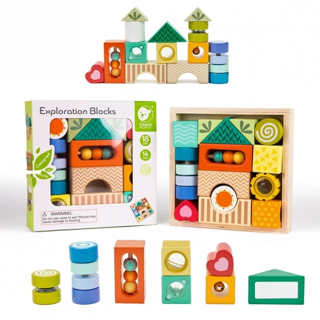 Klocki senzoriale multifuncționale cu 7 funcții Montessori de la Classic World